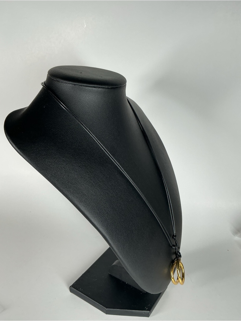 Gold Ring Pendant Necklace on Black adjustable Cord - Minimalist Women's Jewelry - Picture 3 of 6